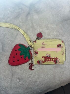 Juicy Couture Yellow Strawberry Card Holder and Red Strawberry Coin Charm